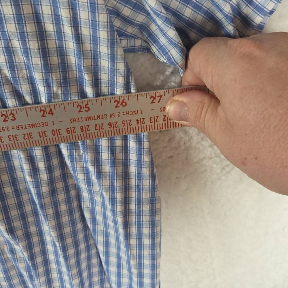 626 Blue Men's Gingham Plaid Short Sleeve Button-up Shirt Blue White 2XLT - Picture 3 of 7